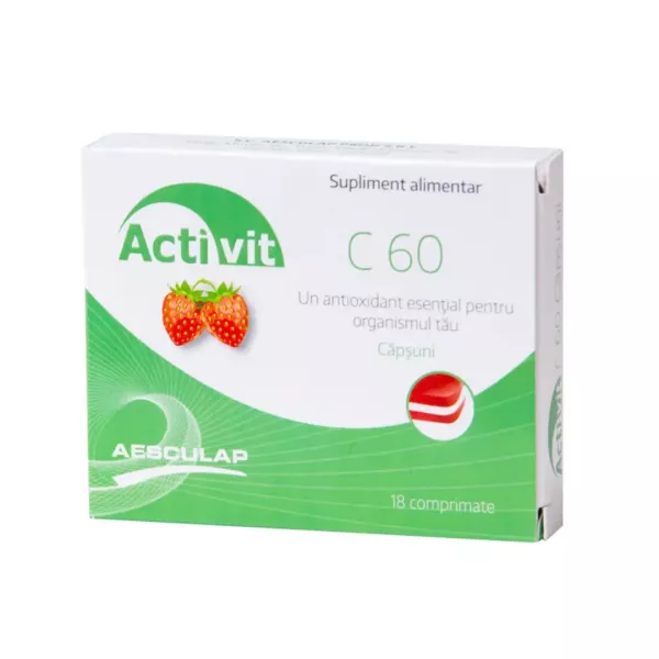 Activ C 60 mg, capsuni, 18 coprimate, Eurofarmaco