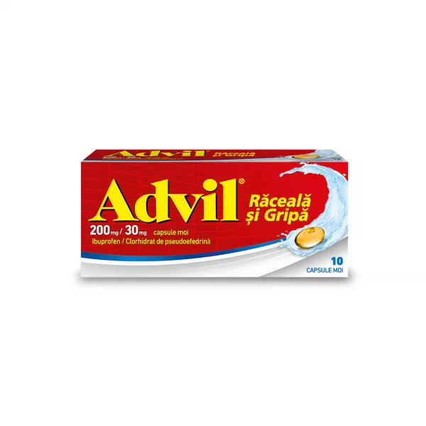 Advil Raceala si Gripa Rapid 200 mg/ 30 mg X 10 capsule moi