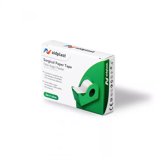 Aidplast Banda adeziva suport microporos (hartie) 5 m x 1.25 cm, 1 buc/cutie, Aidplast
