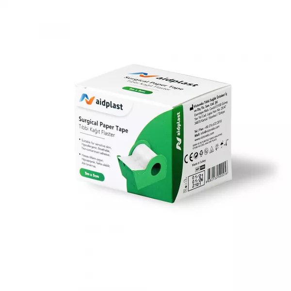 Aidplast Banda adeziva suport microporos (hartie) 5 m x 5 cm, 1 buc/cutie, Aidplast