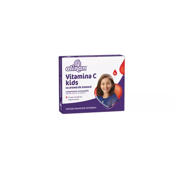 Alinan Vitamina C Kids zmeura, 20 comprimate masticabile, Fiterman