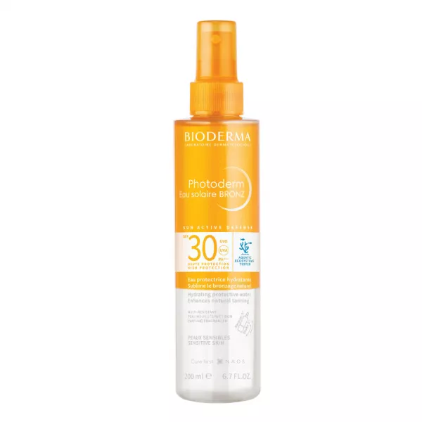 Apa cu protectie solara SPF 30 pentru piele sensibila Photoderm Bronz, 200 ml, Bioderma
