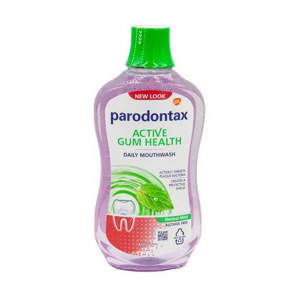 Apa de gura fara alcool Active Gum Health Herbal Mint Parodontax, 500 ml, Gsk