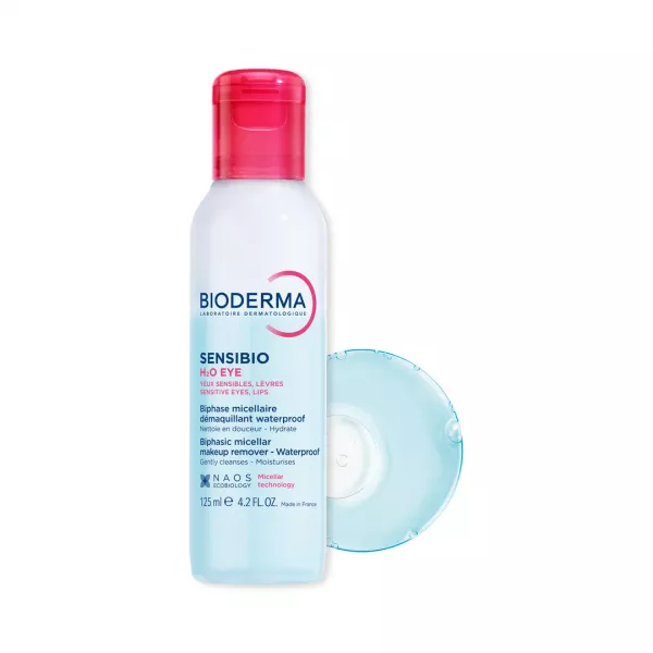 Apa micelara bifazica pentru ochi si buze Sensibio H2O, 125 ml, Bioderma 