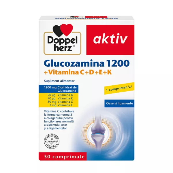 Glucozamina 1200 + Vitamina C+D+E+K Aktiv, 30 comprimate, Doppelherz