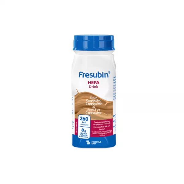 Bautura cu aroma de cappuccino Fresubin Hepa, 4 x 200 ml, Fresenius Kabi