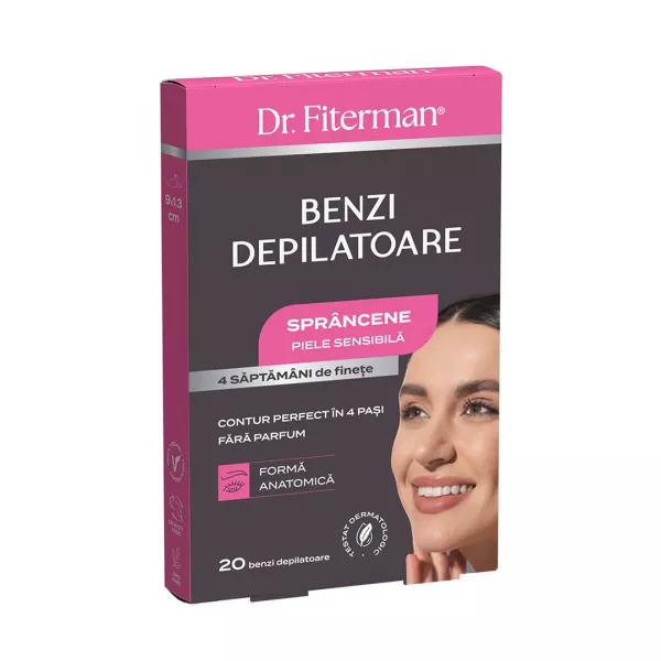 Benzi depilatoare sprancene piele sensibila, 20 benzi, Fiterman Pharma