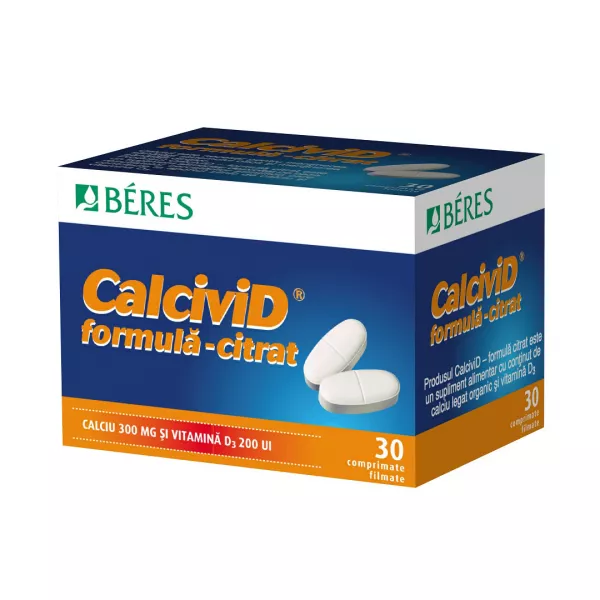 Calcivid - Formula citrat, 30 comprimate, Beres Pharmaceuticals Co