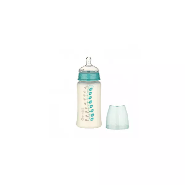 Biberon cu gat larg din PP, 300ml, +0 luni, albastru, Dentistar