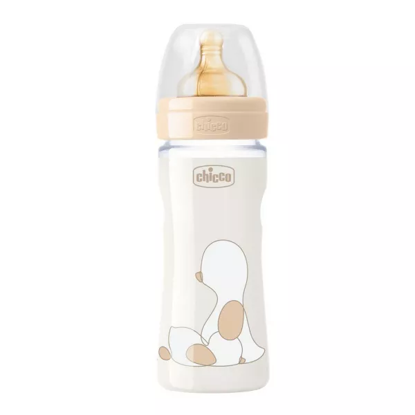 Biberon sticla Original Touch, tetina cauciuc, flux lent, unisex, 0 luni+, 240 ml, Chicco