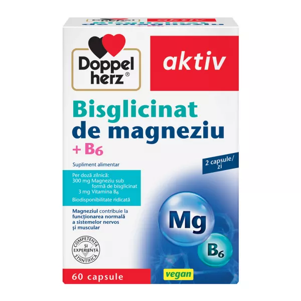 Bisglicinat de magneziu + B6, 60 capsule, Doppelherz