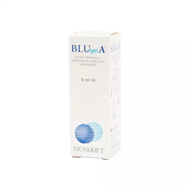 Blu Gel A - Solutie oftalmica cu hialuronat de sodiu 0.3% si aminoacizi, 10 ml, Bio Soft Italia