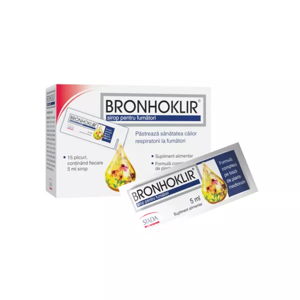 Bronhoklir sirop pentru fumatori, 15 plicuri, Stada
