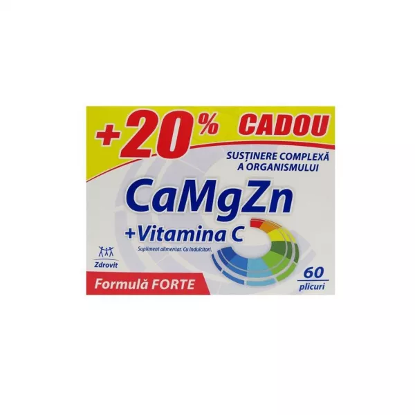 Ca+Mg+Zn+Vitamina C Formula Forte, 60 plicuri, Zdrovit