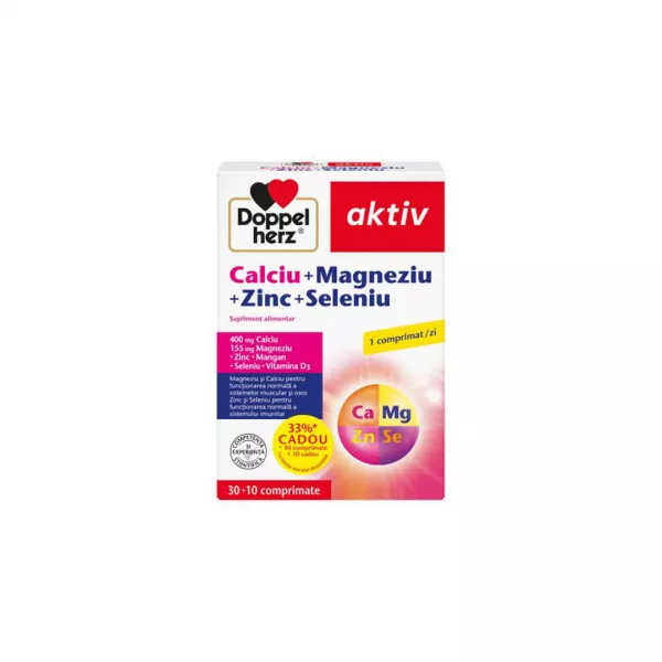 Calciu + Magneziu + Zinc + Seleniu, 30 + 10 comprimate, Doppelherz Aktiv