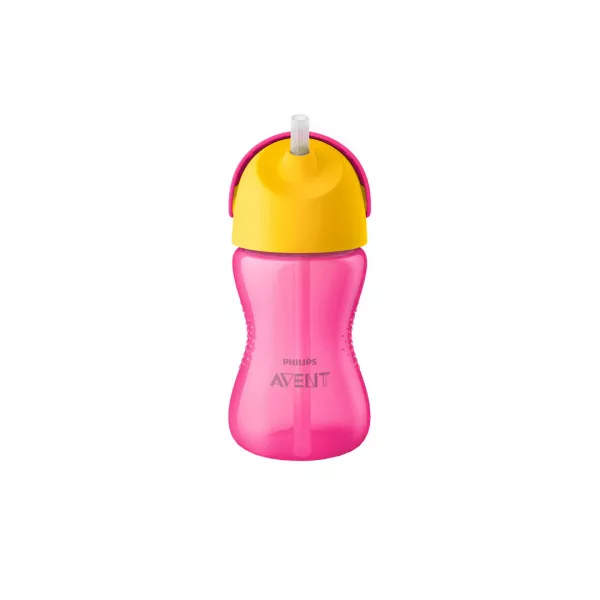 Cana cu pai, 12 luni, 300 ml, Roz/Galben, SCF798/02, Philips Avent