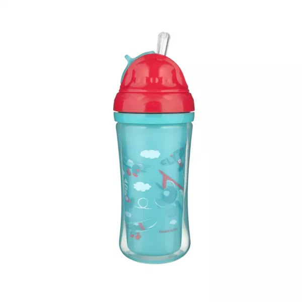 Cana sport cu pai retractabil „Avioane“ 74/052, fara BPA, 260 ml, rosu/turcoaz, 260 ml, Canpol