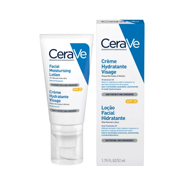 Crema hidratanta de fata cu SPF 25 pentru ten normal-uscat, 52 ml, CeraVe