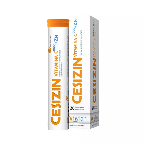 Cesizin Vitamina C 1000 +Zn, 20 comprimate efervescente, Hyllan