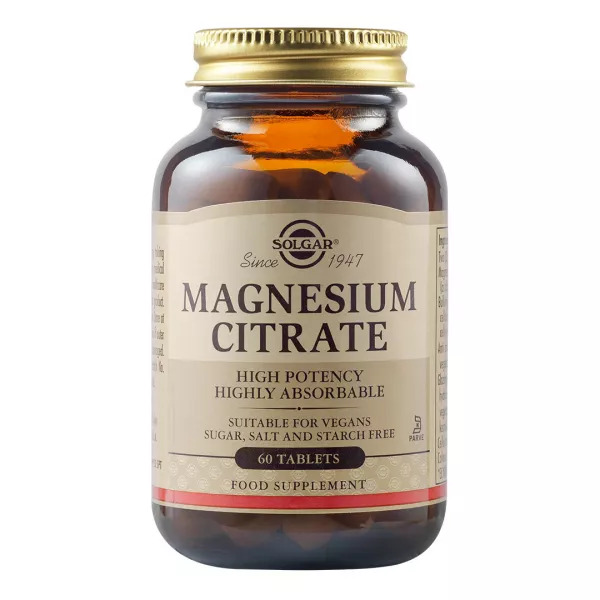 Citrat de magneziu 200 mg, 60 tablete, Solgar