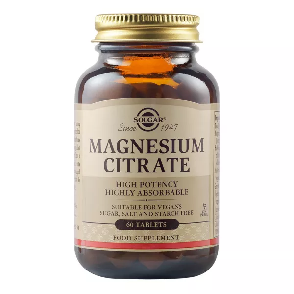 Citrat de magneziu 200 mg, 60 tablete, Solgar