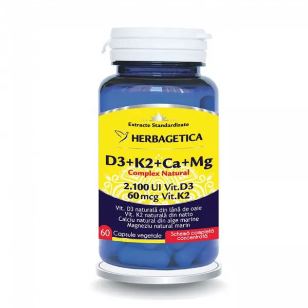 Complex Natural D3+K2+CA+MG, 60 capsule, Herbagetica