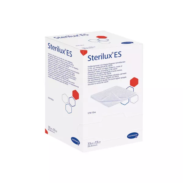 Comprese din tifon sterile Sterilux ES, 7.5 cm x 7.5 cm, 25 plicuri, Hartmann