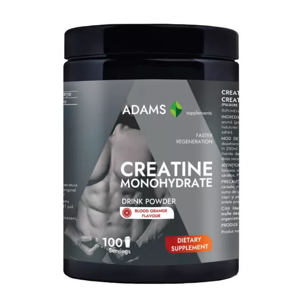 Creatina monohidrata (portocala), 400g, Adams Supplements