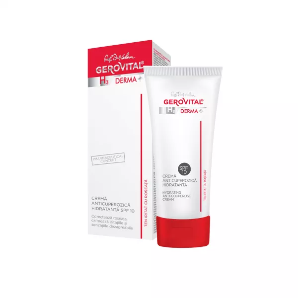Crema anticuperozica hidratanta SPF 10 Derma+, 50 ml, Gerovital