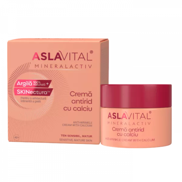 Crema Antirid cu Calciu Aslavital pentru Ten Sensibil si Matur, 50 ml, Farmec