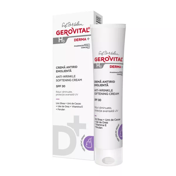 Crema antirid emolienta SPF30 H3 Derma+, 30 ml, Gerovital