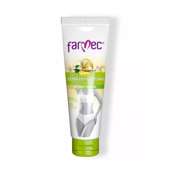 Crema Depilatoare pentru Piele Delicata cu Extract de Vanilie &ndash; Actiune Blanda, 150 ml, Farmec