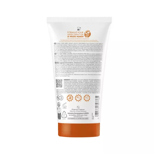 Crema emolienta cu protectie solara SPF50+ pentru pielea sensibila Exomega Control, 150 ml, A-derma