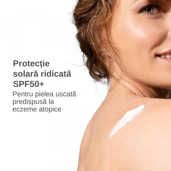 Crema emolienta cu protectie solara SPF50+ pentru pielea sensibila Exomega Control, 150 ml, A-derma