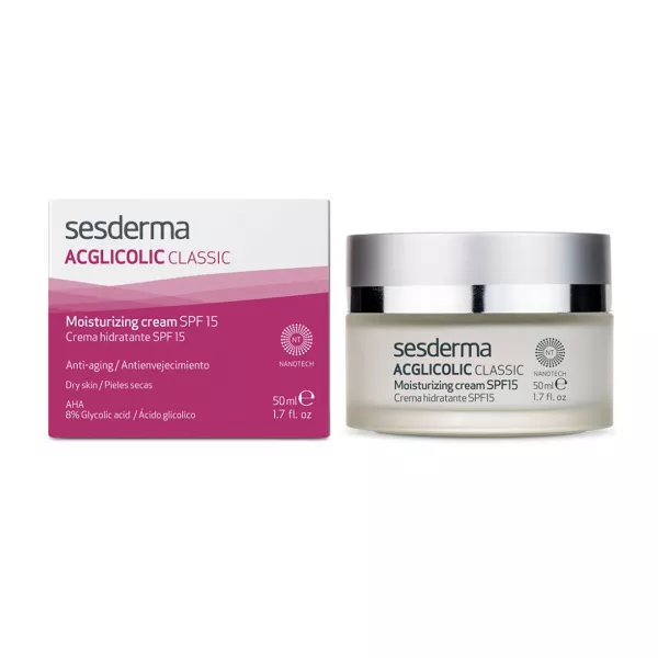 Crema hidratanta pentru ten uscat cu SPF 15 ACglicolic Classic, 50 ml, Sesderma