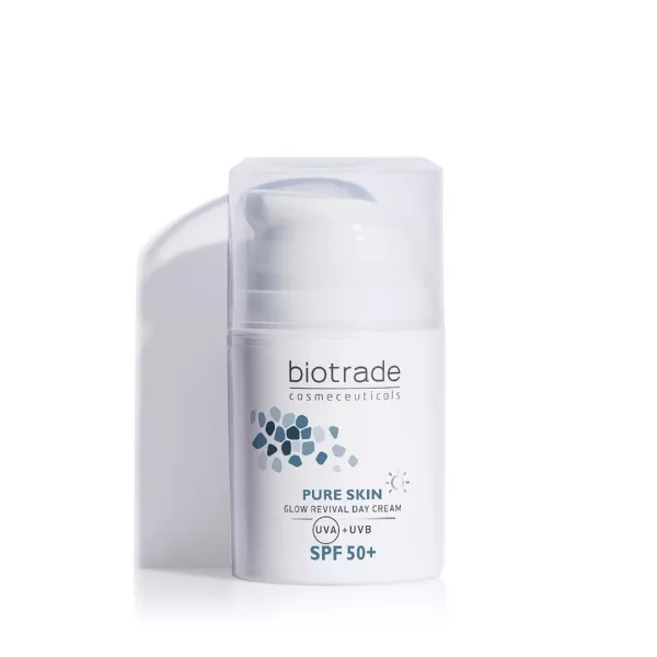 Crema iluminatoare de zi Pure Skin cu niacinamida si acid hialuronic SPF50+, 50 ml, Biotrade