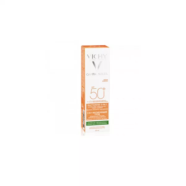 Crema matifianta anti-stralucire 3 in 1 cu SPF 50+ Capital Soleil, 50 ml, Vichy 