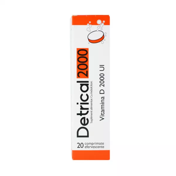 Detrical D3 2000U.I, 20 comprimate efervescente, Zdrovit