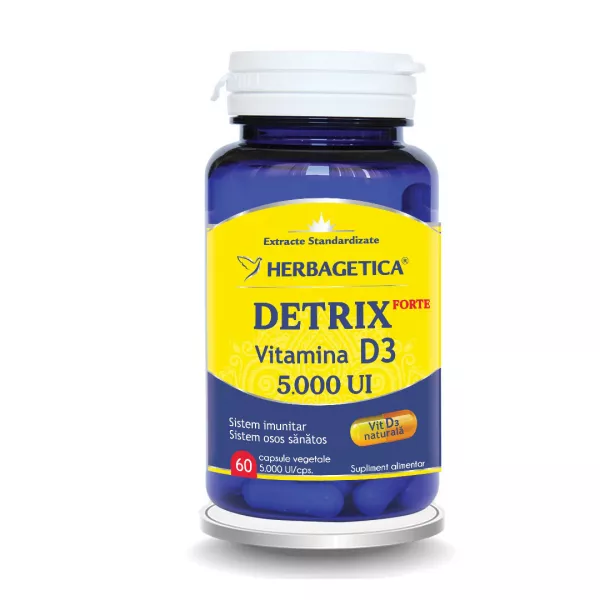 Detrix Forte Vitamina D3 5000 UI, 60 capsule, Herbagetica