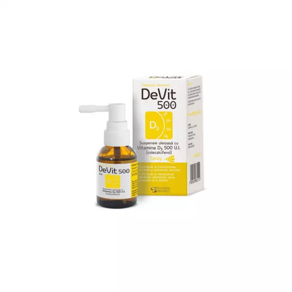 DeVit 500 Suspensie uleioasa cu Vitamina D3 500 U.I. SPRAY, 20 ml, Pharma Brands
