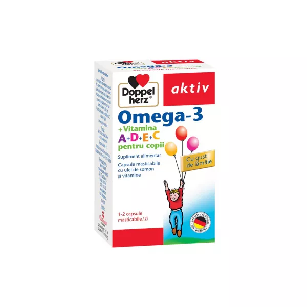 Omega 3 Vitamina A+D+E+C pentru copii, 30 capsule, Doppelherz