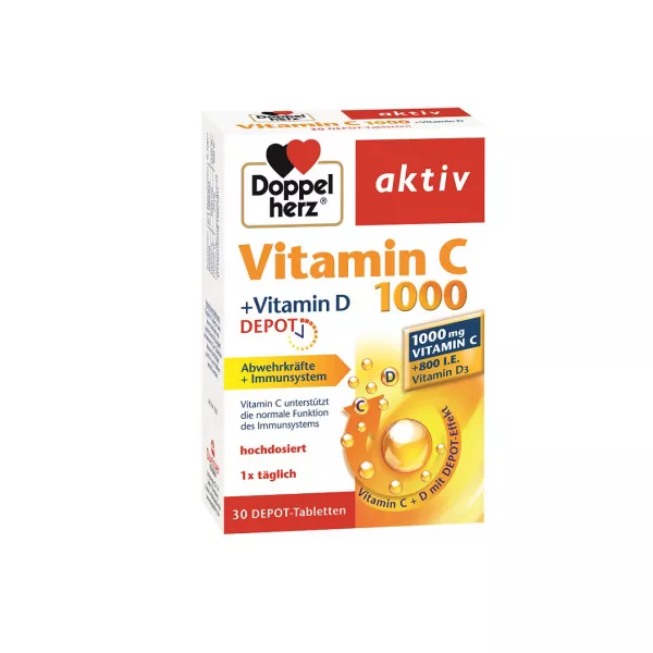 Vitamina C 1000 + Vitamina D, Depot, 30 comprimate, Doppelherz