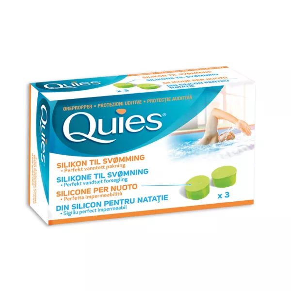 Dopuri din silicon destinate inotului pentru adulti, 3 perechi, Quies