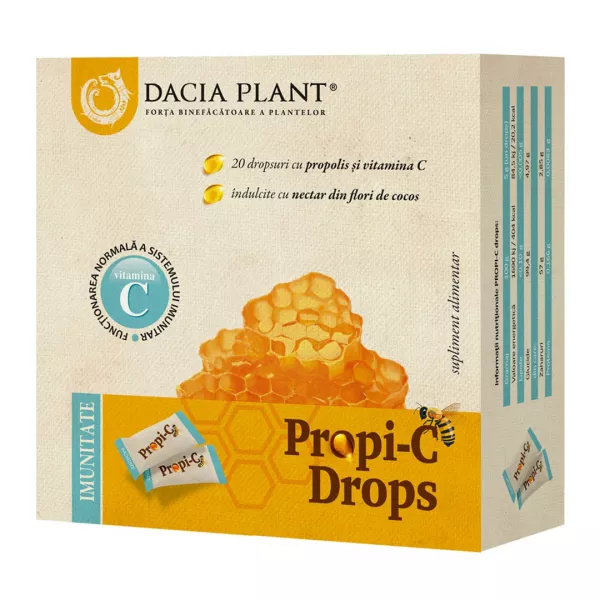 Dropsuri cu propolis si vitamina C Propi-C, 20 dropsuri, Dacia Plant