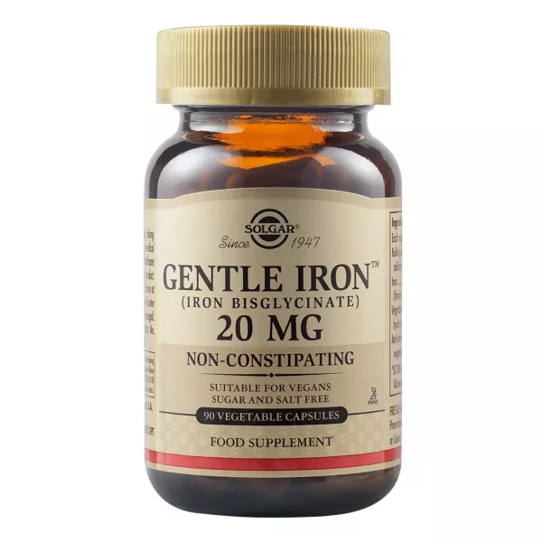 Fier cu actiune blanda Gentle Iron, 20 mg, 90 capsule, Solgar