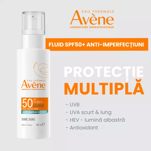 Fluid anti-imperfectiuni cu protectie solara SPF 50, 40 ml, Avene