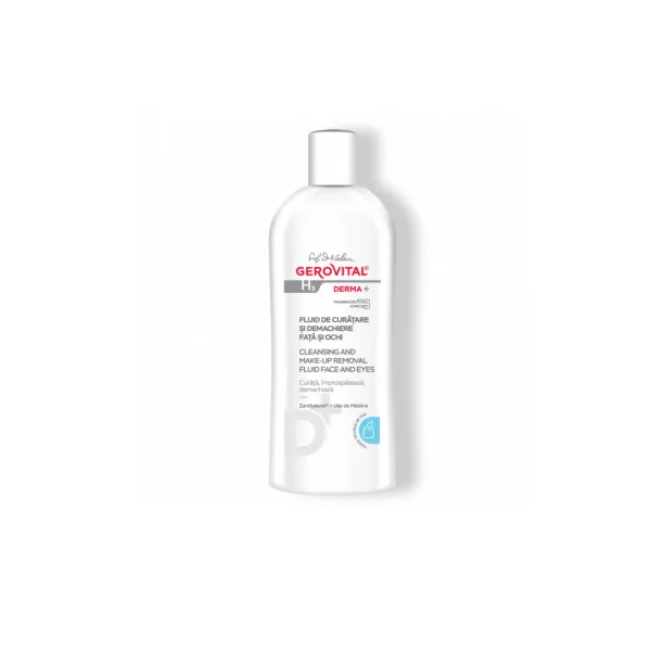 Fluid de curatare si demachiere fata si ochi H3 Derma+, 200 ml, Gerovital