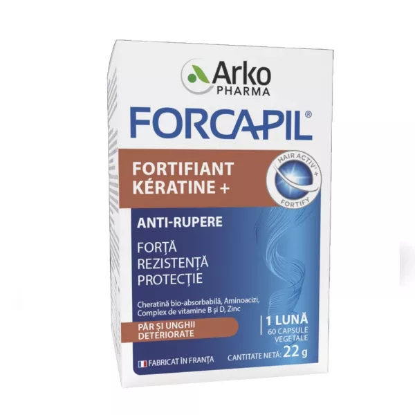 Forcapil anti-rupere Fortifiant Keratine, 60 capsule vegetale, Arkopharma