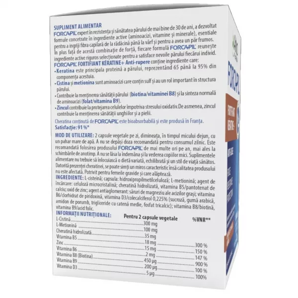 Forcapil anti-rupere Fortifiant Keratine, 60 capsule vegetale, Arkopharma