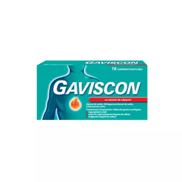 Gaviscon cu aroma de capsuni, 16 comprimate masticabile, Reckitt Benckiser Healthcare